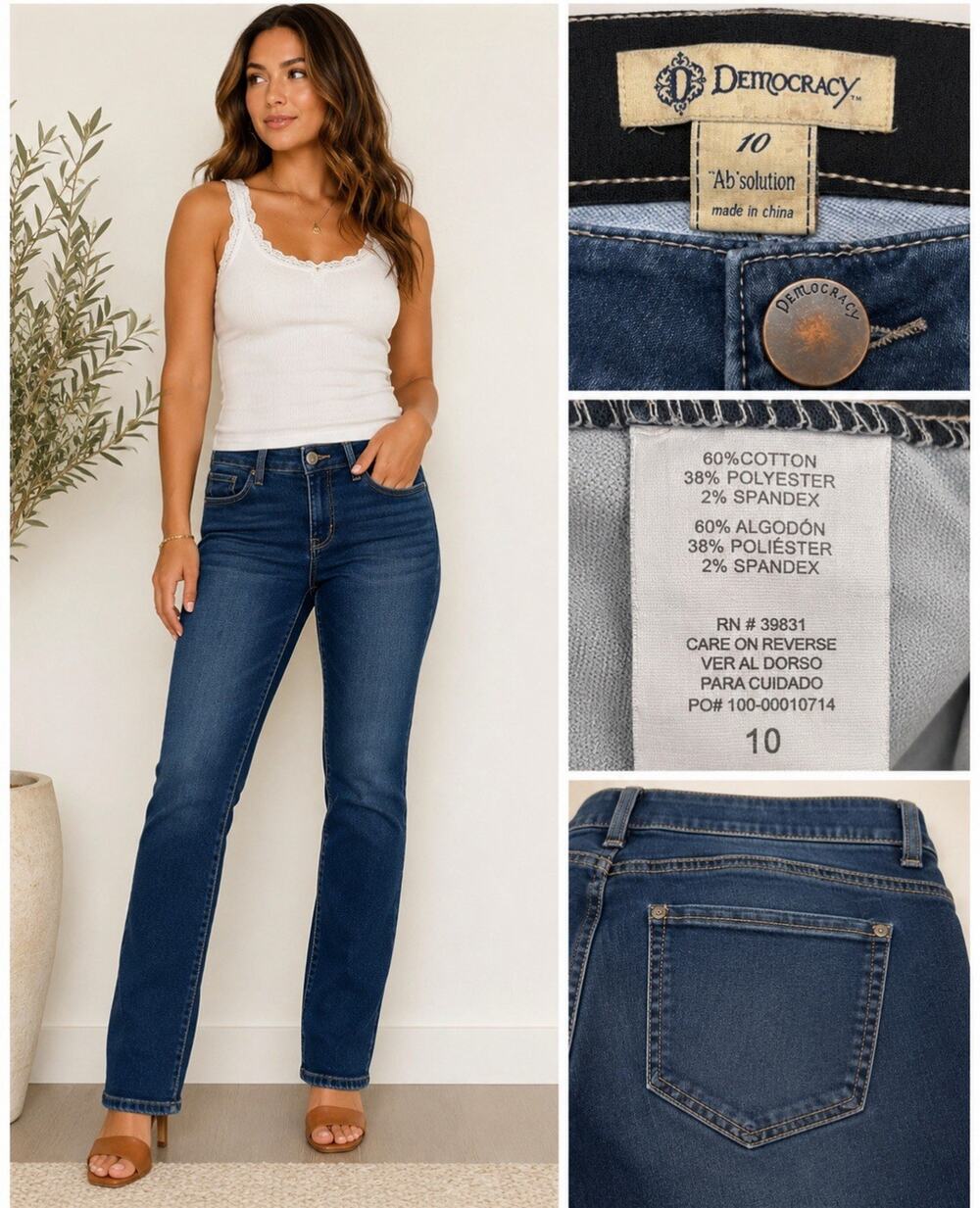 Democracy Ab solution Women's Skinny Jeans Size 10 Dark Wash Indigo Denim